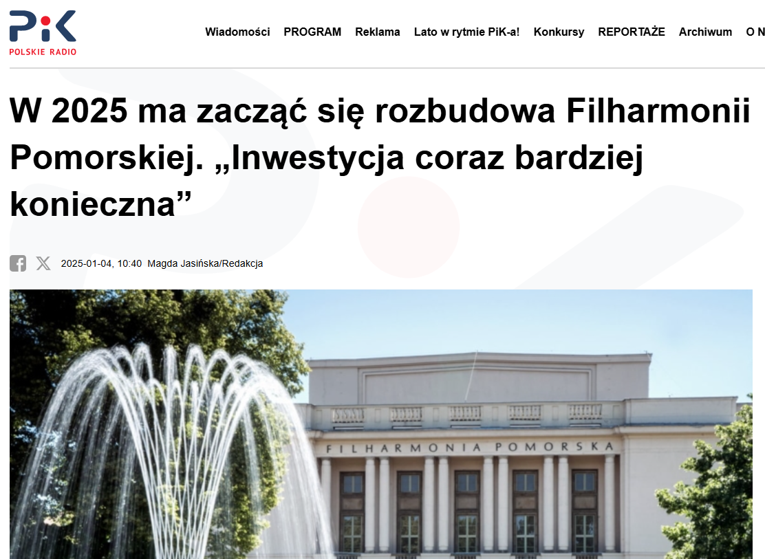 List otwarty w sprawie rozbudowy Filharmonii Pomorskiej im. Ignacego Jana Paderewskiego w Bydgoszczy