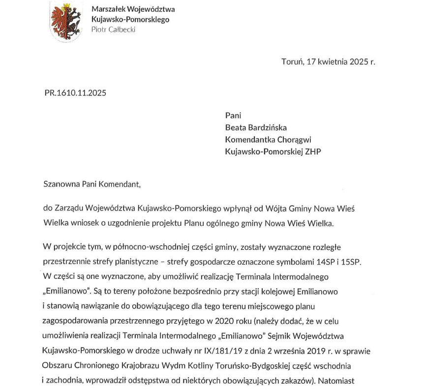 Całbecki alarmuje o ‘szkodliwości’. Czy marszałek próbuje zatrzymać Emilianowo?